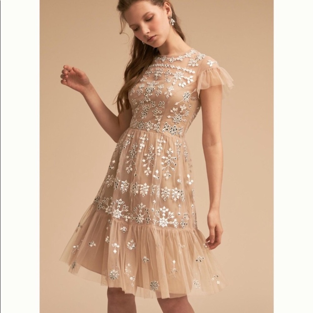 BHLDN beige midi dress